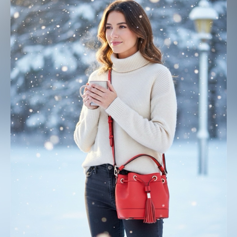 Red Coral Leather Crossbody Bag - Mother’s Day Gift